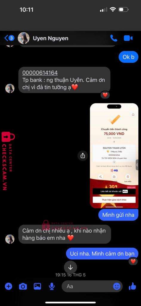00000614164 Nguyen Thuan Uyen TP BANK bị cảnh báo lừa đảo scam