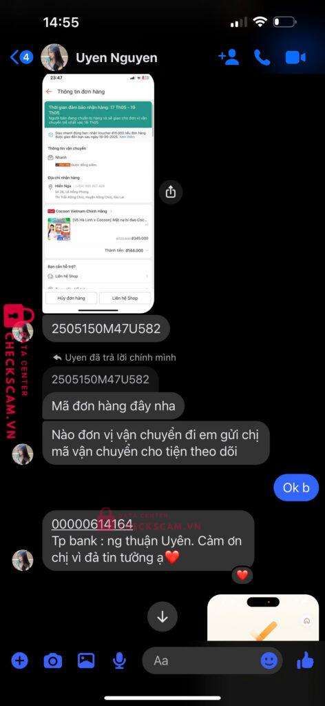 00000614164 Nguyen Thuan Uyen TP BANK bị cảnh báo lừa đảo scam