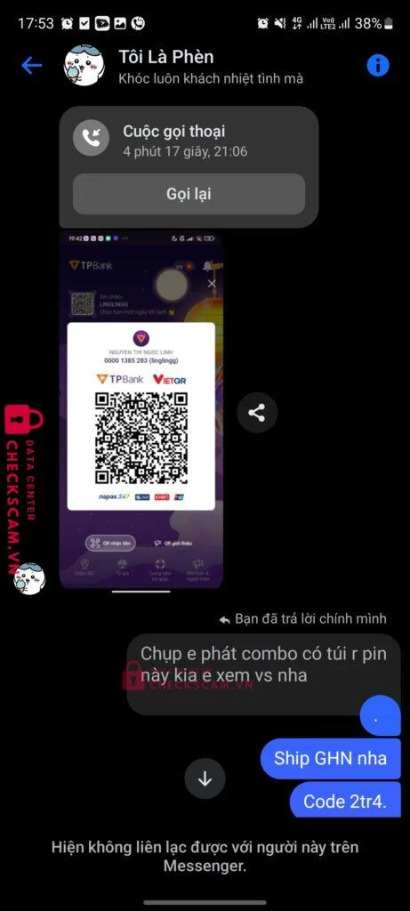 00001385283 NGUYEN THI NGOC LINH TP Bank bị cảnh báo lừa đảo scam