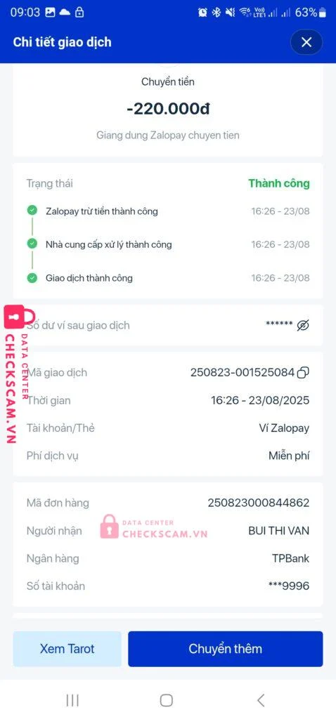00005819996 Bui Thi Van TP BANK bị cảnh báo lừa đảo scam