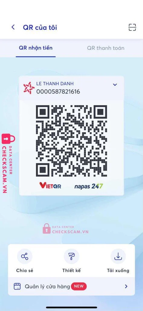 0000587821616 LE THANH DANH MB bị cảnh báo lừa đảo scam