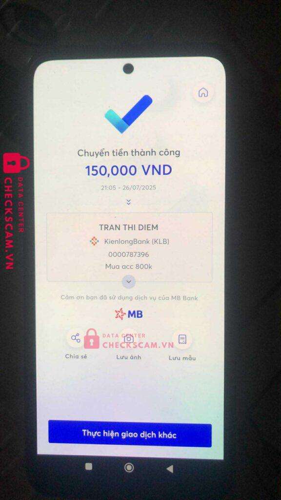 0000787396 TRAN THI DIEM KienlongBank bị cảnh báo lừa đảo scam
