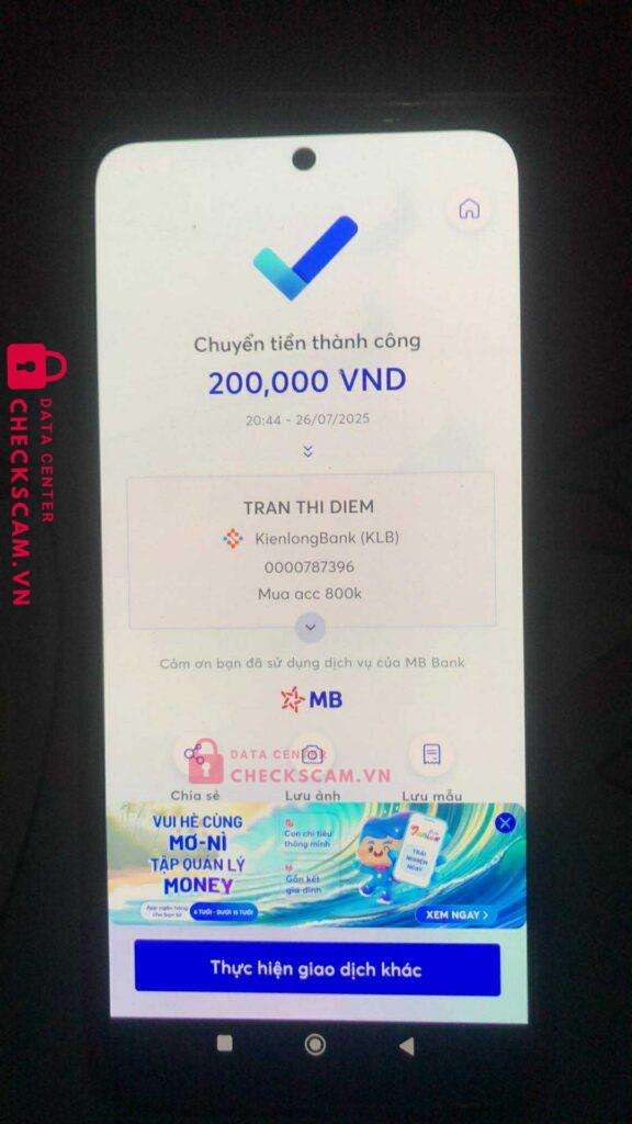 0000787396 TRAN THI DIEM KienlongBank bị cảnh báo lừa đảo scam
