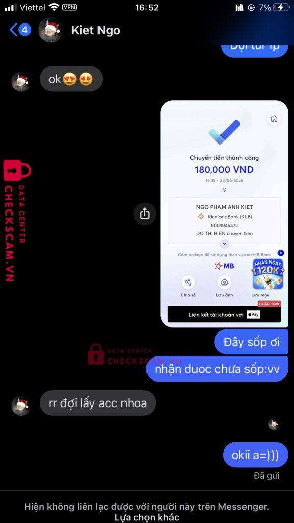 0001045472 NGO PHAM ANH KIET KienlongBank bị cảnh báo lừa đảo scam