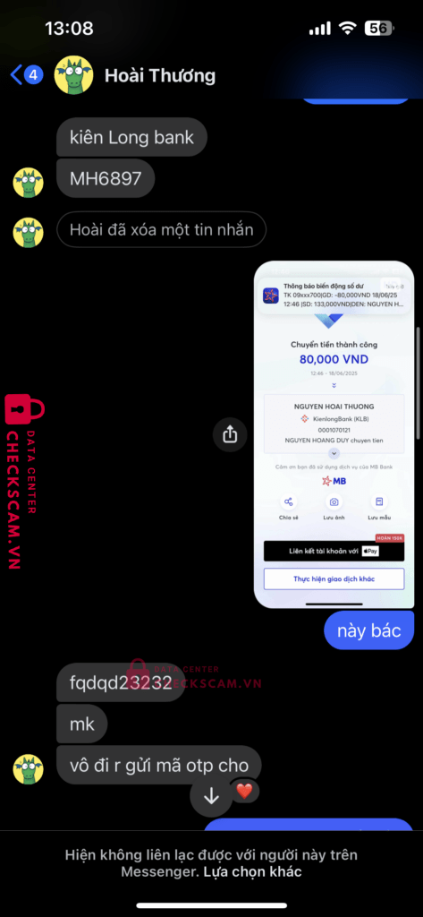 0001070121 NGUYEN HOAI THUONG Kiên Long Bank bị cảnh báo lừa đảo scam