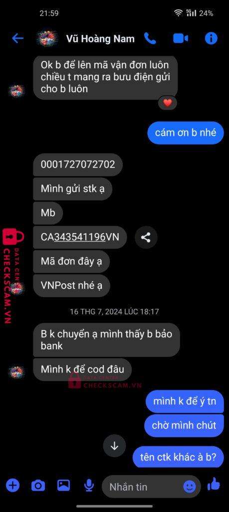 0001727072702 NGUYEN TIEN DUNG MB Bank bị cảnh báo lừa đảo scam