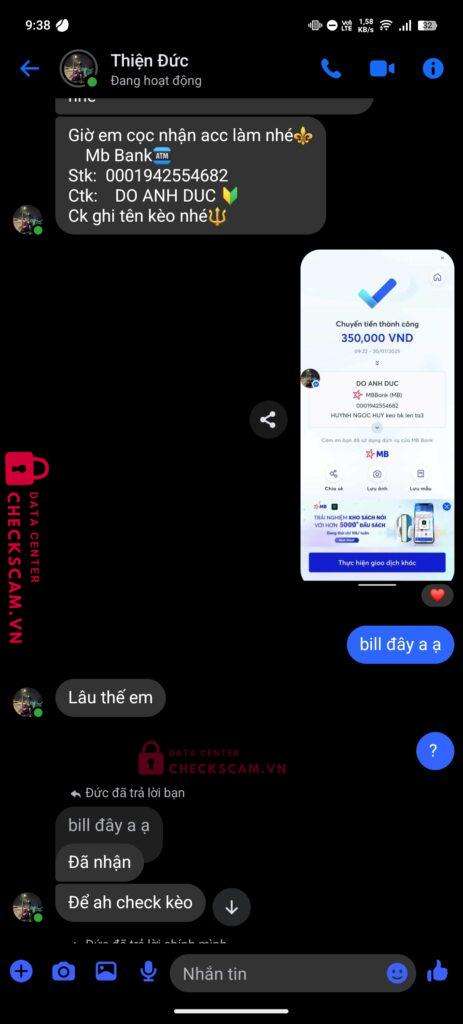 0001942554682 DO ANH DUC MB BANK bị cảnh báo lừa đảo scam