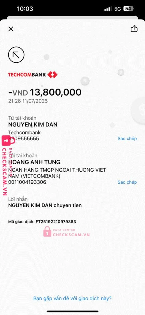 0011004193306 HOANG ANH TUNG VCB bị cảnh báo lừa đảo scam