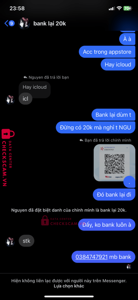 005818 NGUYEN ANH DAT MB BANK bị cảnh báo lừa đảo scam