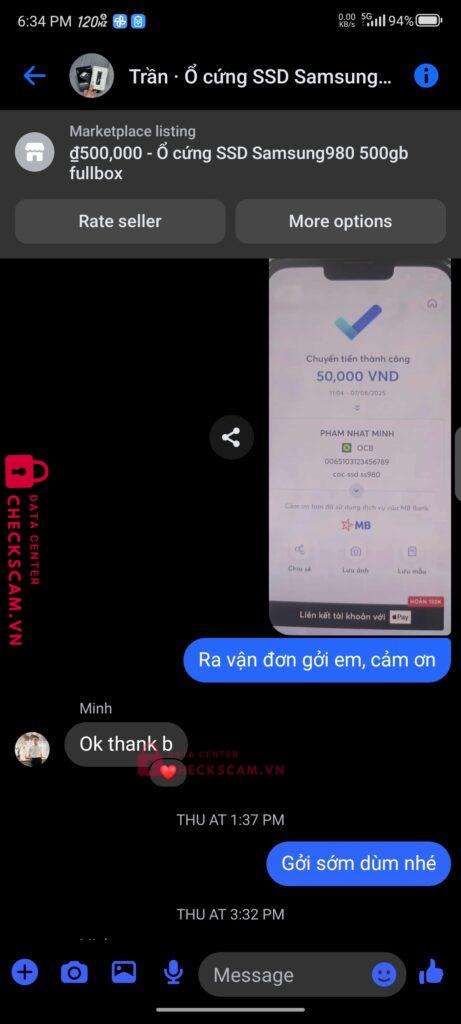 0065103123456789 PHAM NHAT MINH OCB bị cảnh báo lừa đảo scam
