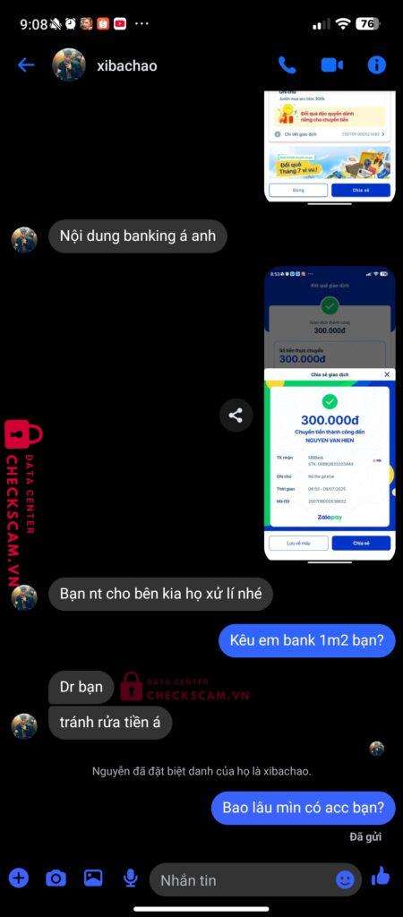 00662833333444 NGUYEN VAN HIEN MB bị cảnh báo lừa đảo scam