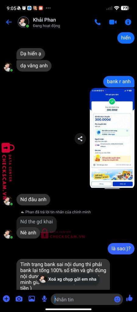 00662833333444 NGUYEN VAN HIEN MB bị cảnh báo lừa đảo scam