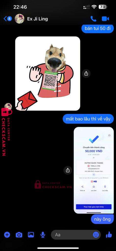 00724568167777 HUYNH QUOC THANG MB bị cảnh báo lừa đảo scam