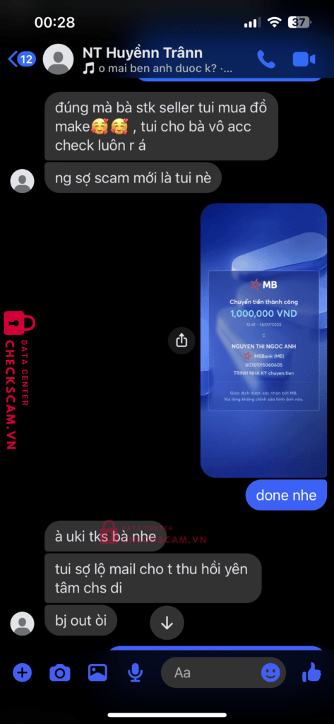 00761015060605 Nguyen Thi Ngoc Anh MB bị cảnh báo lừa đảo scam