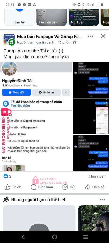 0101001235127 NGUYEN DINH TAI VCB bị cảnh báo lừa đảo scam