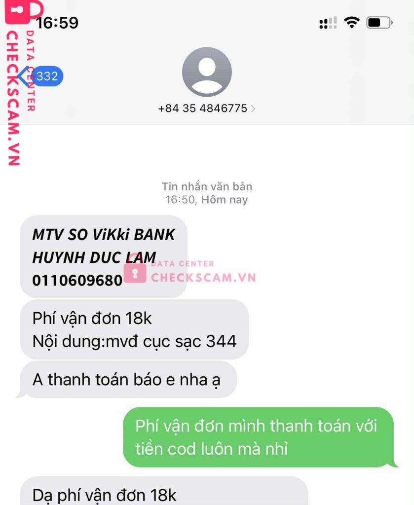 0110609680 HUYNH DUC LAM Vikki Bank bị cảnh báo lừa đảo scam