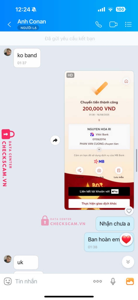0110620114 NGUYEN HOA RI Vikki Bank bị cảnh báo lừa đảo scam