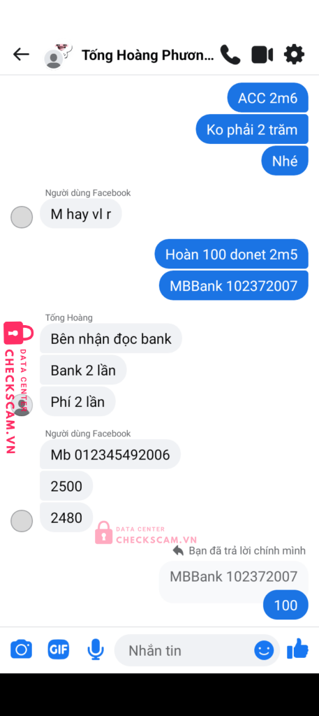 012345492006 CAO VIET DUY MB bị cảnh báo lừa đảo scam