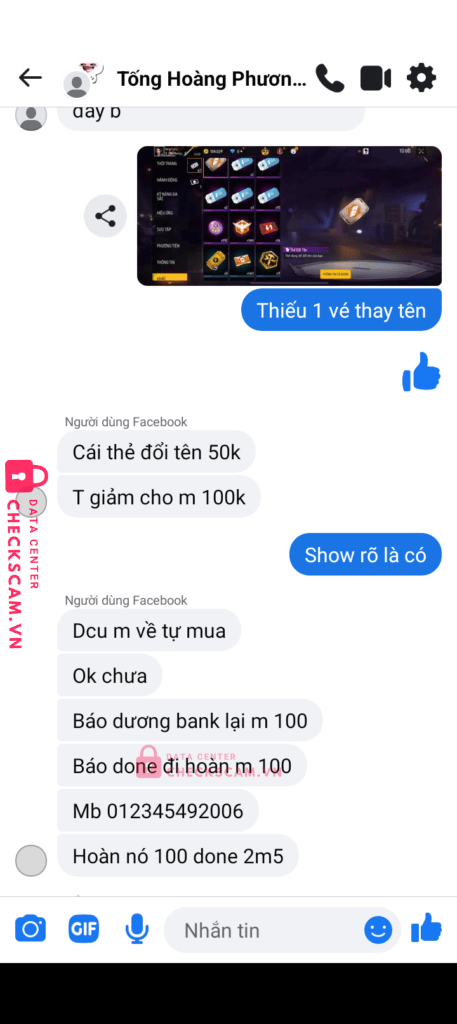 012345492006 CAO VIET DUY MB bị cảnh báo lừa đảo scam
