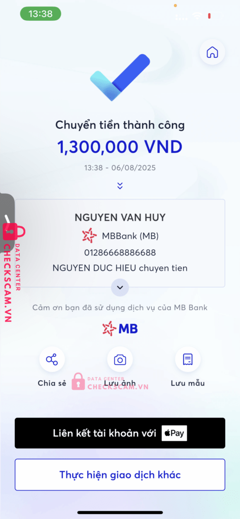 01286668886688 NGUYEN VAN HUY MB bị cảnh báo lừa đảo scam