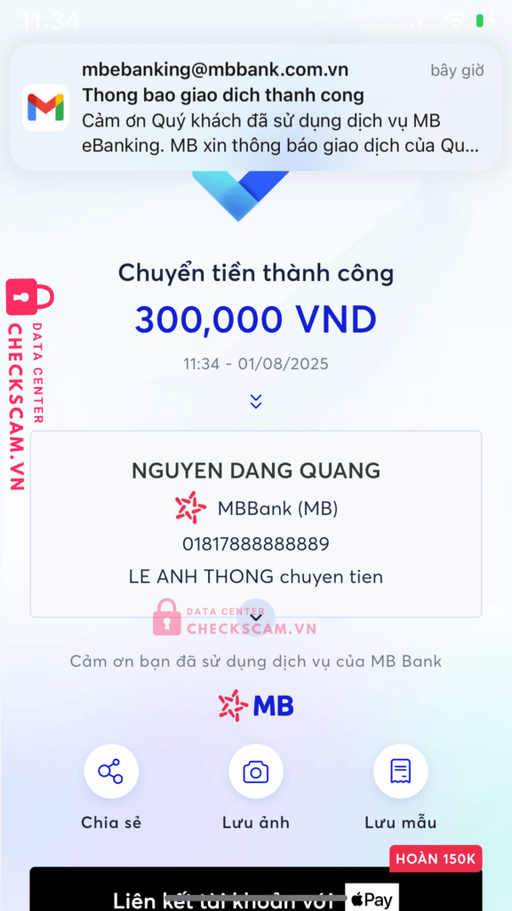 01817888888889 NGUYEN DANG QUANG MB Bank bị cảnh báo lừa đảo scam