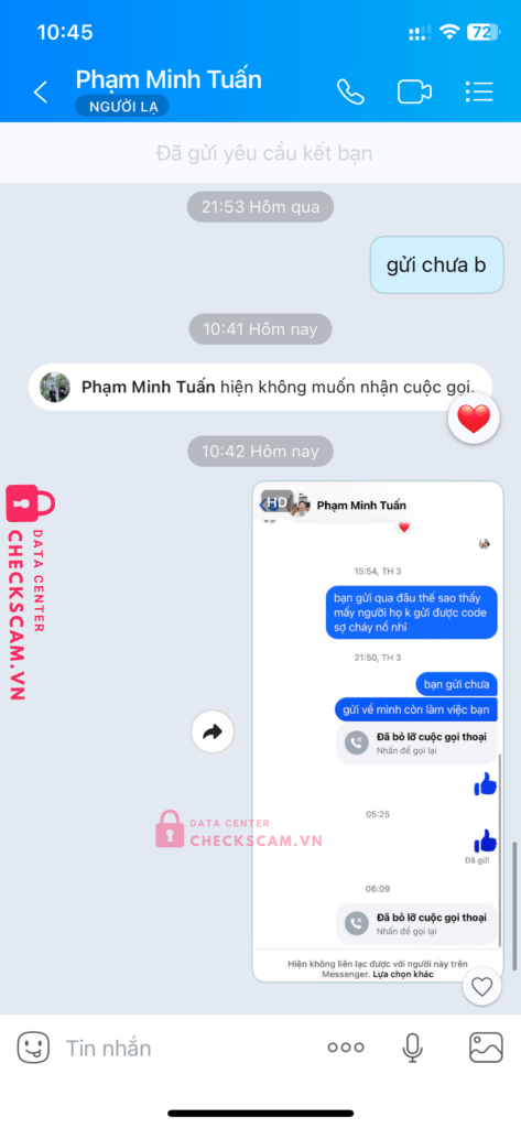 0200912686789 Pham Minh Tuan MB bị cảnh báo lừa đảo scam