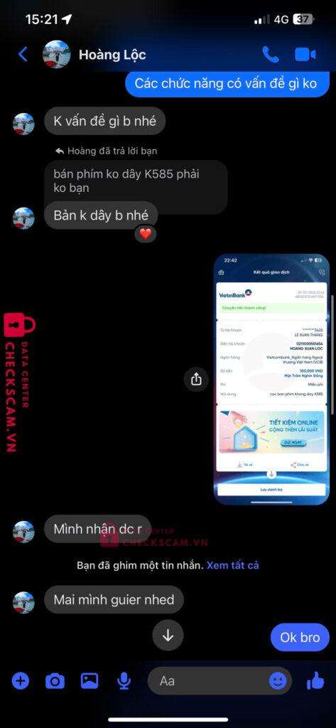 0211000551654 HOANG XUAN LOC Vietcombank bị cảnh báo lừa đảo scam