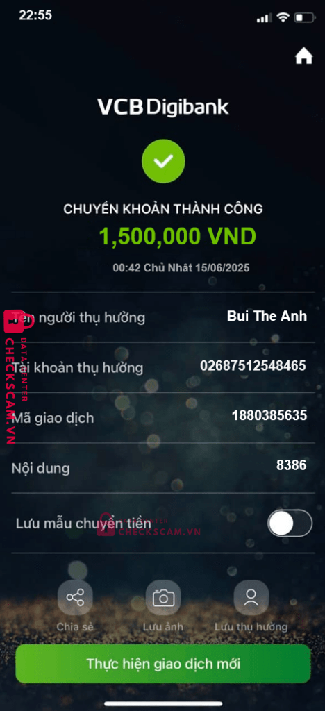 02687512548465 BUI THE ANH MB bị cảnh báo lừa đảo scam