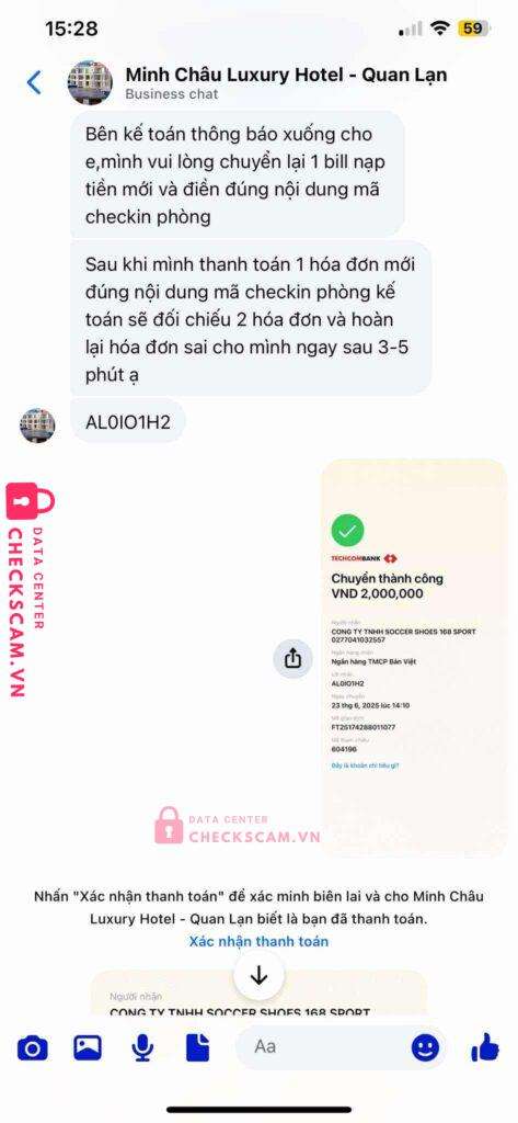0277041032557 SOCCER SHOES 168 SPORT BV BANK bị cảnh báo lừa đảo scam