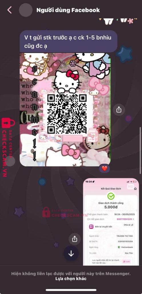 0281001933204 TRUONG THI TINH VCB bị cảnh báo lừa đảo scam