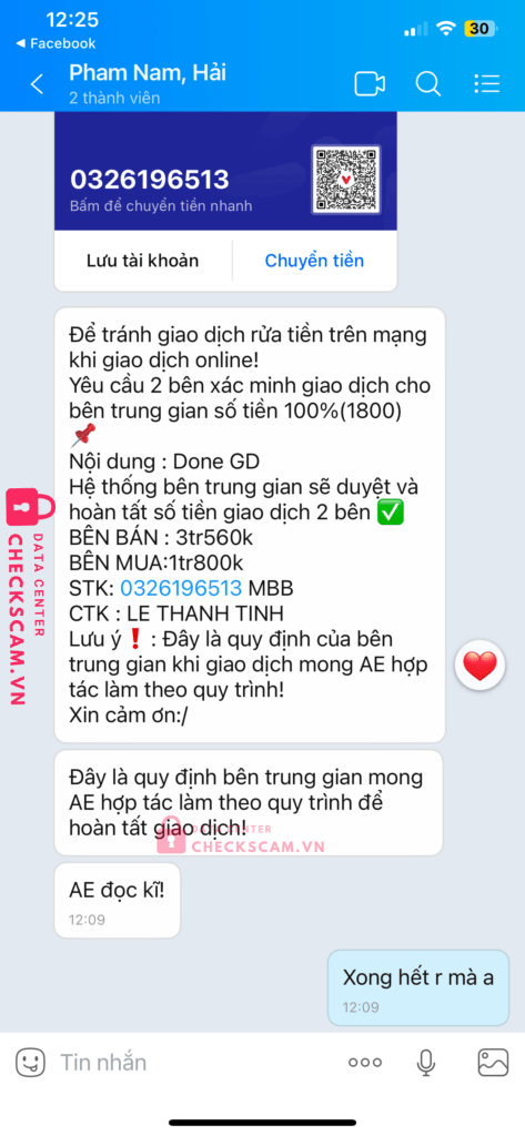 0326196513 LE THANH TINH MB bị cảnh báo lừa đảo scam