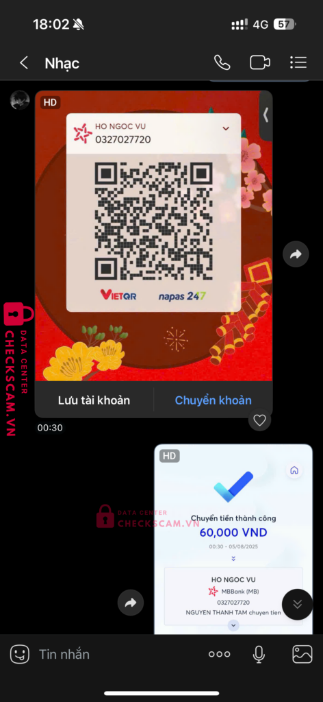 0327027720 HO NGOC VU MB bị cảnh báo lừa đảo scam