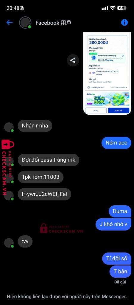 0329736102 DO NGOC THANG MB bị cảnh báo lừa đảo scam