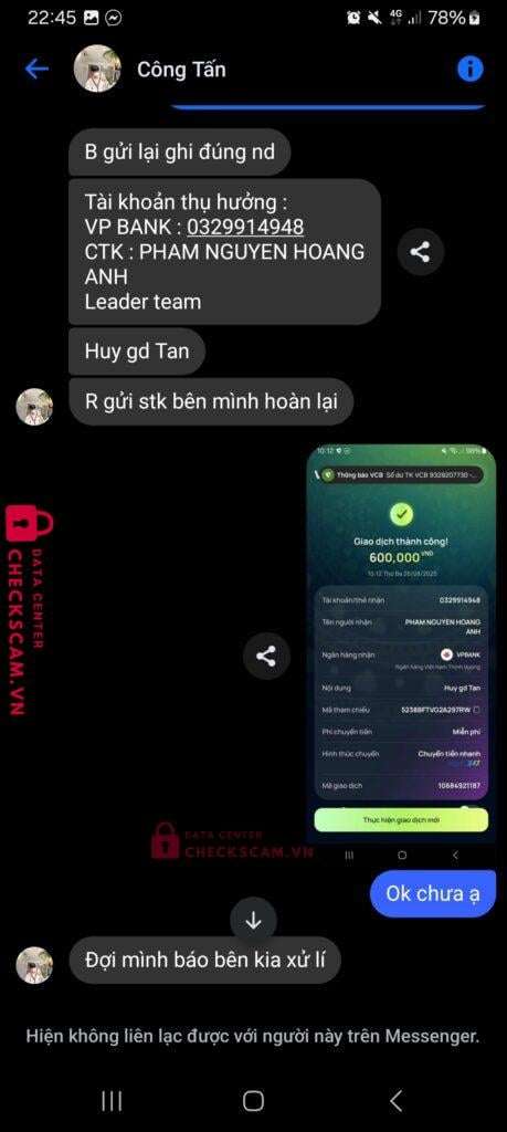 0329914948 Pham Nguyen Hoang Anh VP BANK bị cảnh báo lừa đảo scam