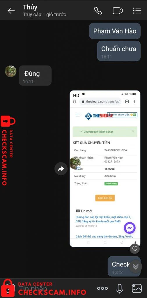 0332719473 PHAM VAN HAO THESIEURE bị cảnh báo lừa đảo scam