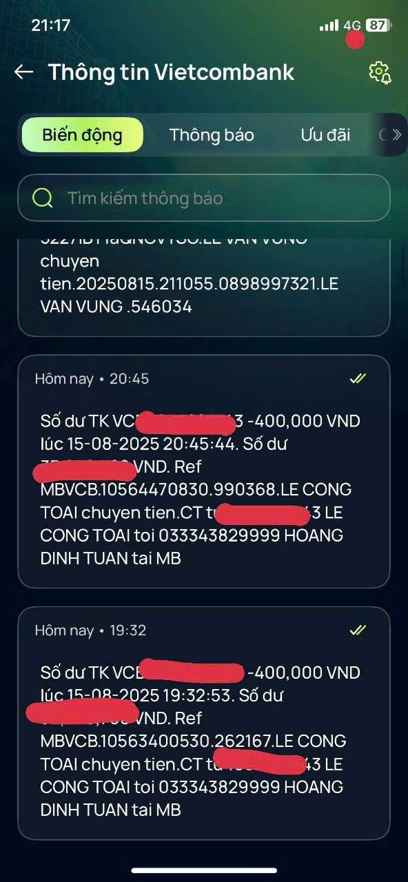 033343829999 HOANG DINH TUAN MB bị cảnh báo lừa đảo scam