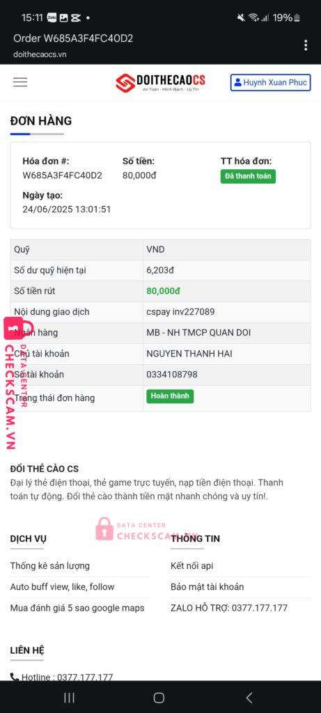 0334108798 NGUYEN THANH HAI MB bị cảnh báo lừa đảo scam