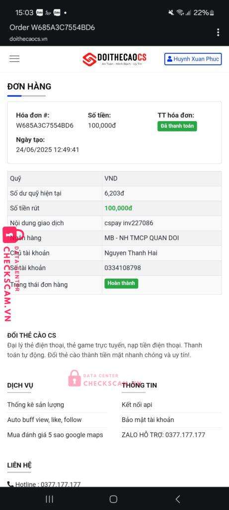 0334108798 NGUYEN THANH HAI MB bị cảnh báo lừa đảo scam
