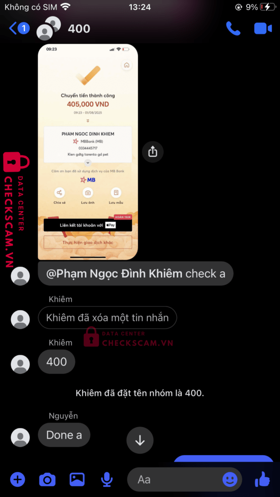 0334445717 NGUYEN HAI DANG MB Bank bị cảnh báo lừa đảo scam