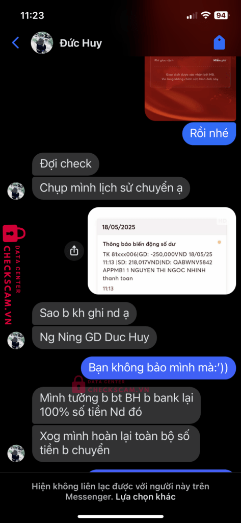0342522865 Vi Ngoc Lam MB bị cảnh báo lừa đảo scam