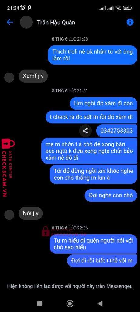 0342753303 TRAN HAU QUAN MB bị cảnh báo lừa đảo scam