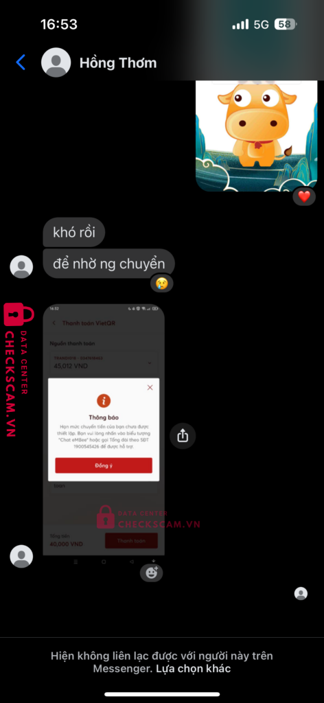 0347618463 NGUYEN THI HONG THOM MB bị cảnh báo lừa đảo scam