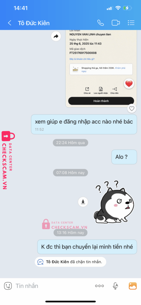 0353227368 TO DUC KIEN MB bị cảnh báo lừa đảo scam