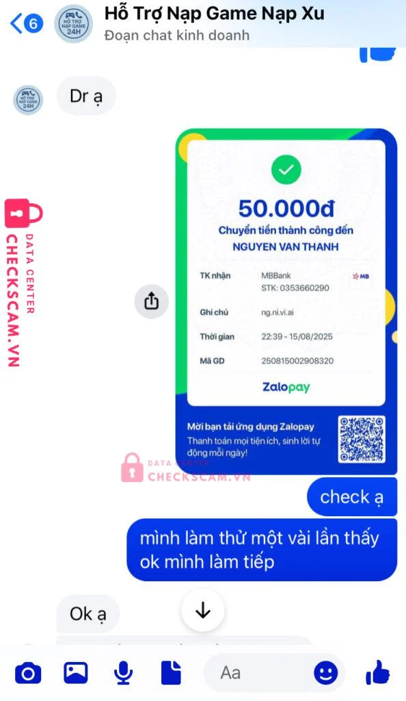 0353660290 Nguyen Van Thanh MB bị cảnh báo lừa đảo scam