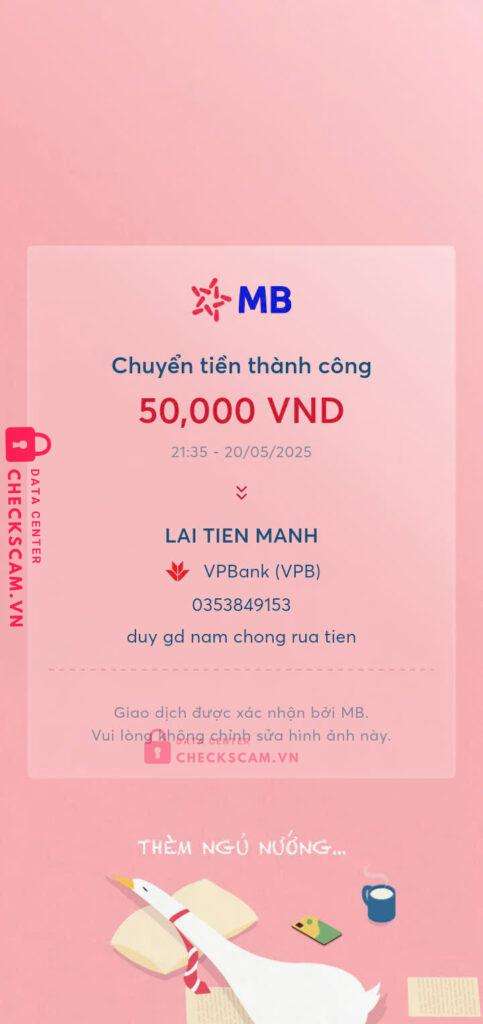 0353849153 Lai Tien Manh VP BANK bị cảnh báo lừa đảo scam