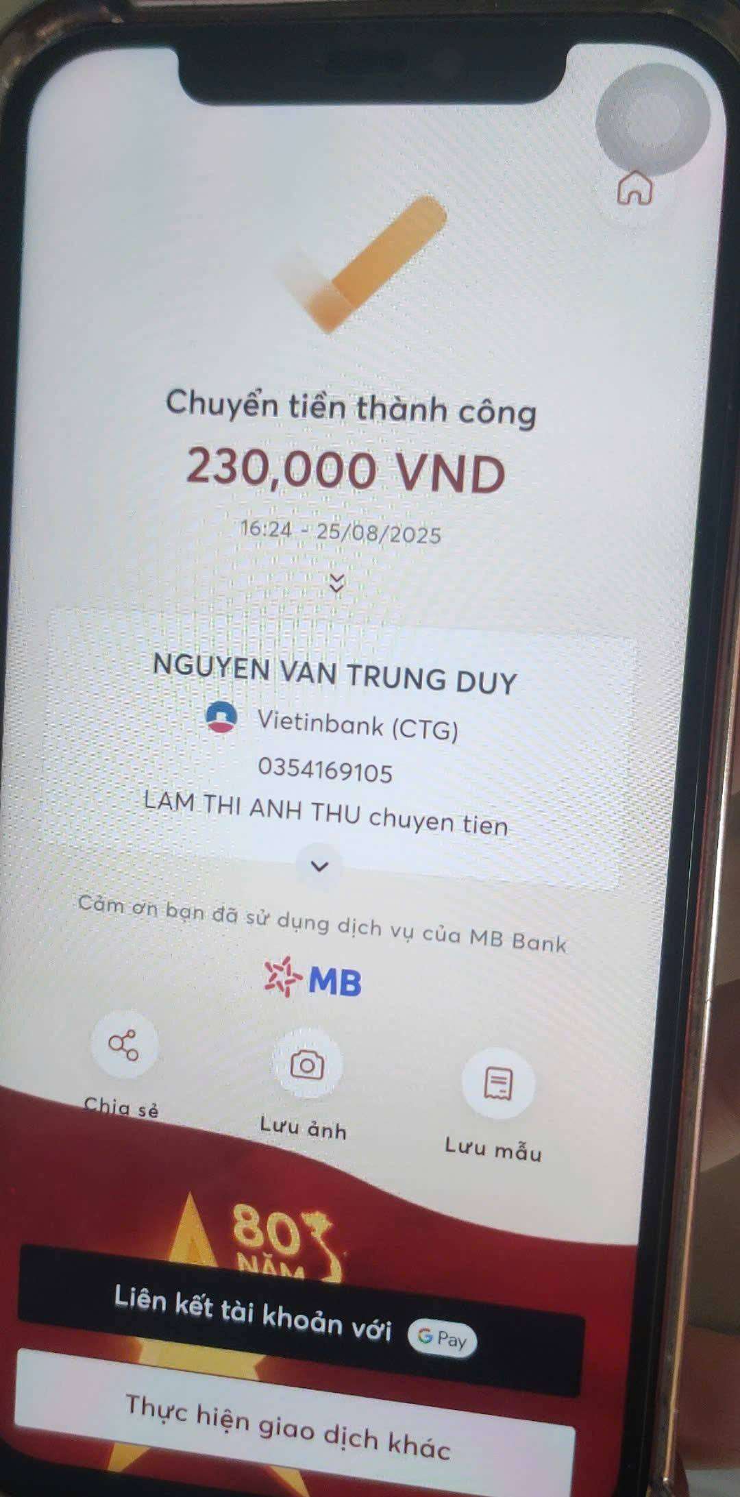 0354169105 Nguyen Van Trung Duy Vietinbank bị cảnh báo lừa đảo scam