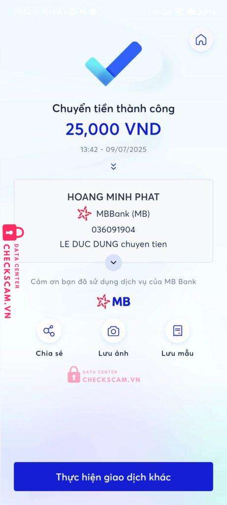 036091904 HOANG MINH PHAT MB bị cảnh báo lừa đảo scam
