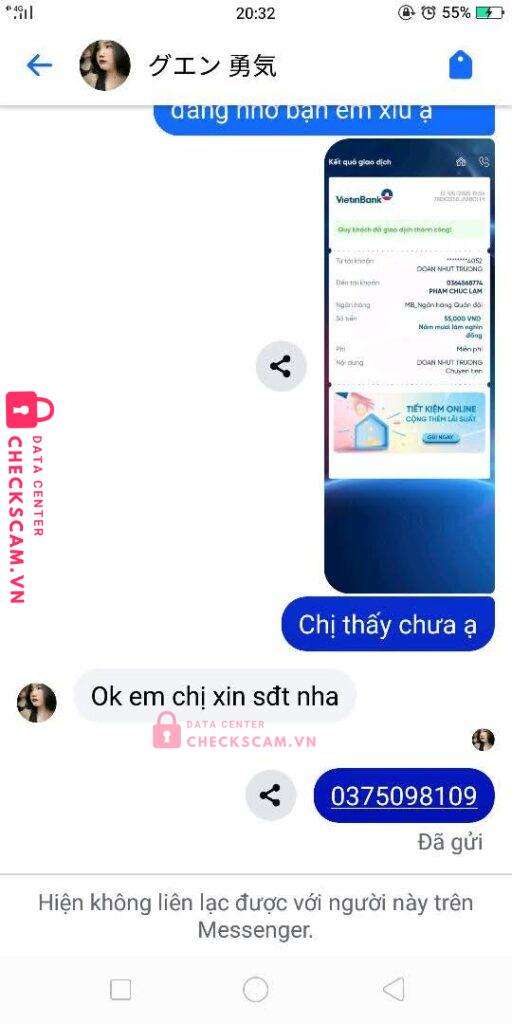 0364568774 Pham Chuc Lam MB bị cảnh báo lừa đảo scam