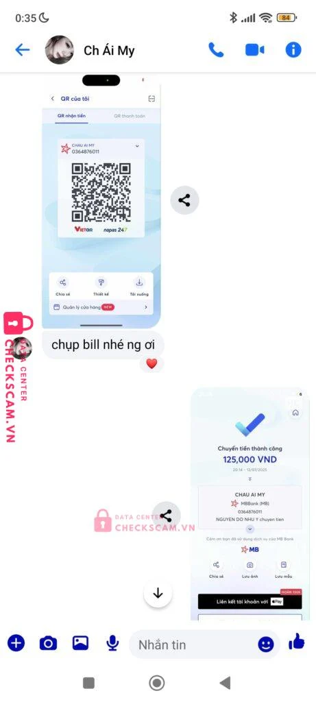 0364876011 CHAU AI MY MB bị cảnh báo lừa đảo scam