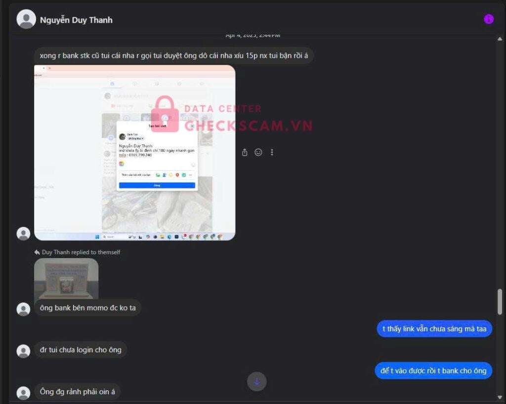 0365799240 Nguyen Duy Thanh MB bị cảnh báo lừa đảo scam